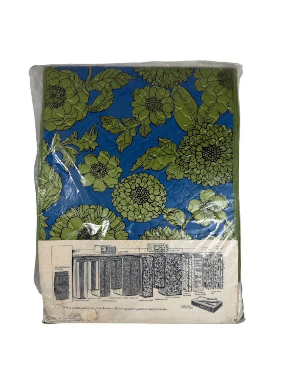 NOS Jumbo 16 Floral Print Suit Bag By Fashion Manor Zipper 15x20x42 Vintage